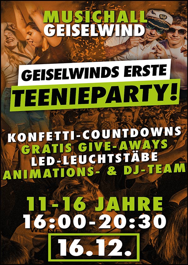 Teenieparty 16.12.2023 in der MusicHall Geiselwind 